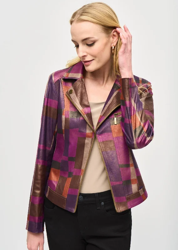 Joseph Ribkoff - Foiled Print Faux Suede Jacket