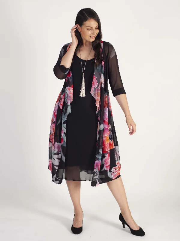 blk-pink-peony-print-shawl-collar-chiffon-coat