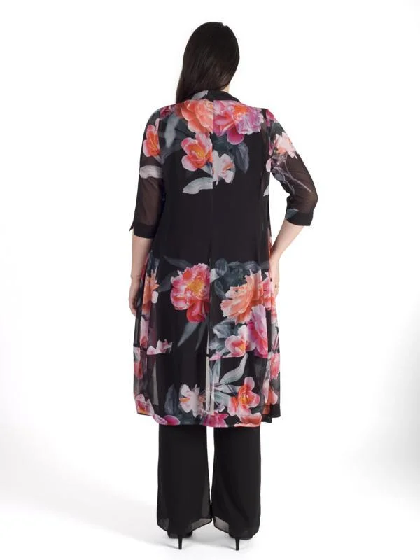 blk-pink-peony-print-shawl-collar-chiffon-coat