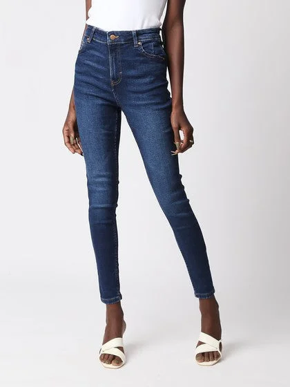 Dark Mid Blue Ibiza Highwaist Basic Skinny Fit Jeans