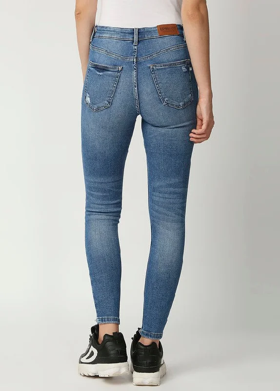 Dark Mid Blue Ibiza High waist  Skinny Fit Jeans