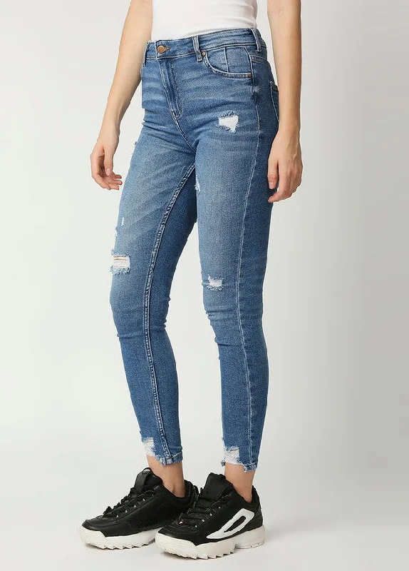 Dark Mid Blue Ibiza High waist  Skinny Fit Jeans