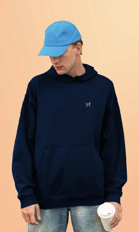 Mebadass Cotton Men's Oversized Hoodie - Navy Blue