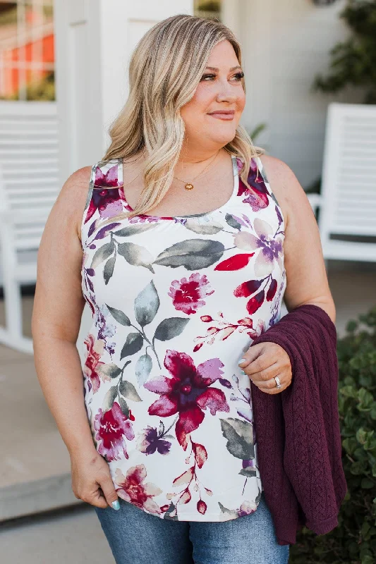 Day Dreams Of You Floral Tank Top- Ivory