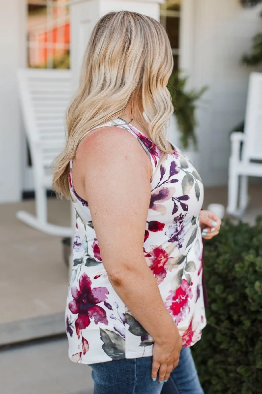 Day Dreams Of You Floral Tank Top- Ivory