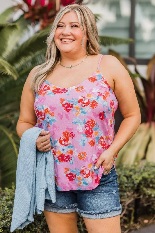 Perfect Days Floral Tank Top- Pink