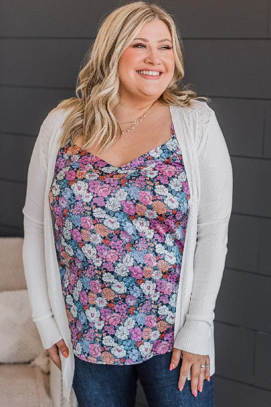 Ready For A Change Floral Tank Top- Navy