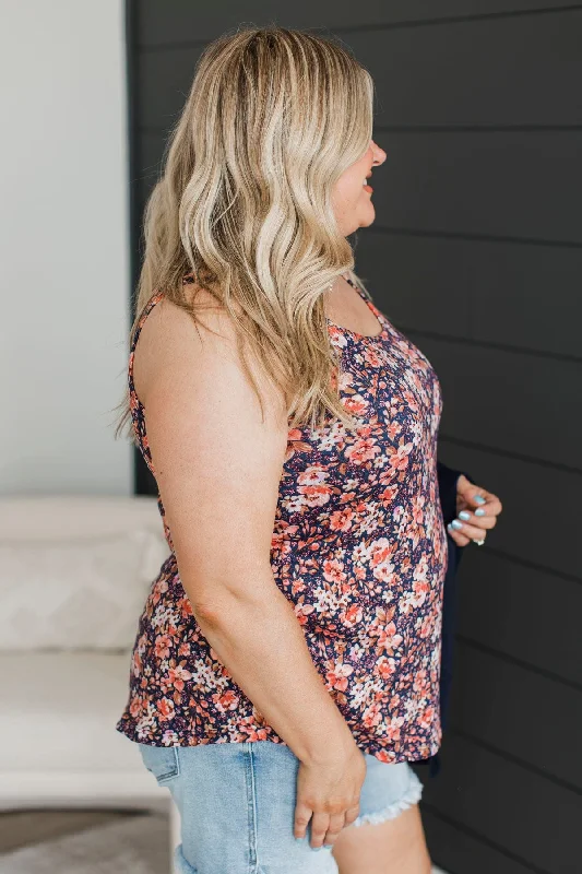 Twinkle In My Eye Floral Tank Top- Navy