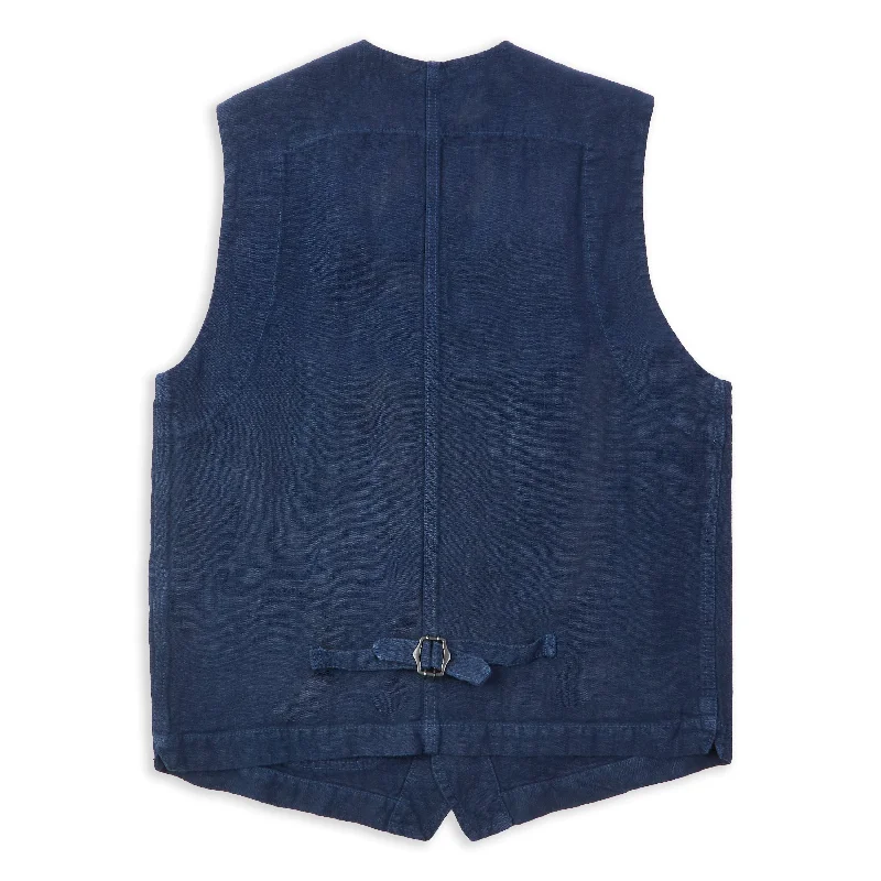 Vetra Heavy Linen Vest - Navy