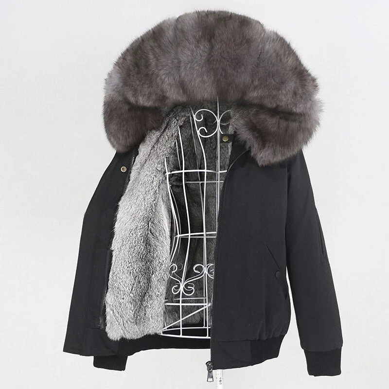 Waterproof Bomber Fur Lining Thick Parka Coats