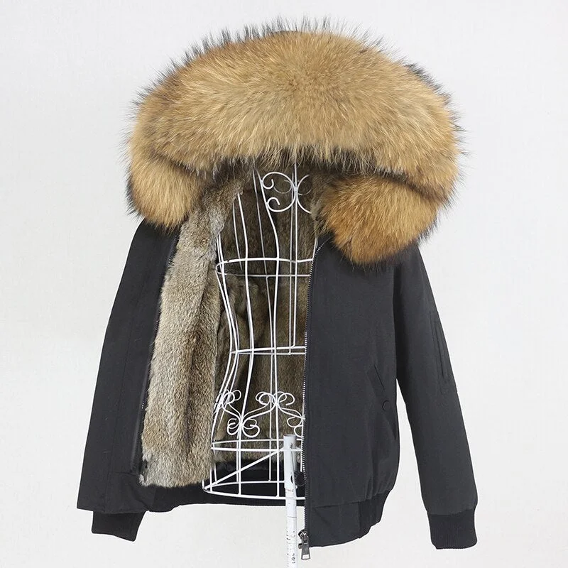 Waterproof Bomber Fur Lining Thick Parka Coats