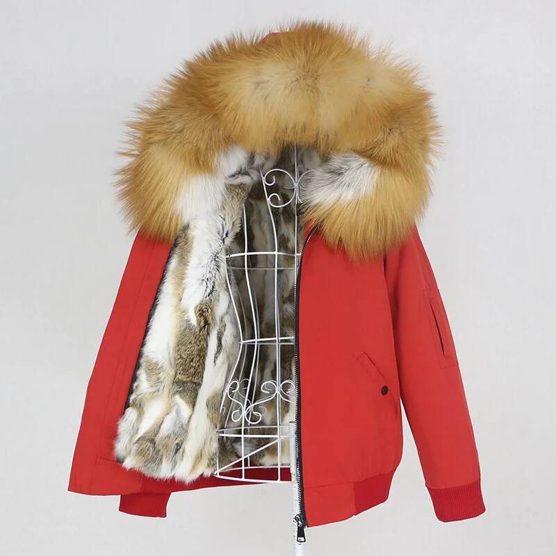 Waterproof Bomber Fur Lining Thick Parka Coats