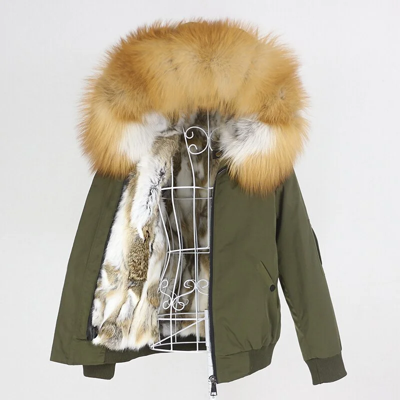 Waterproof Bomber Fur Lining Thick Parka Coats