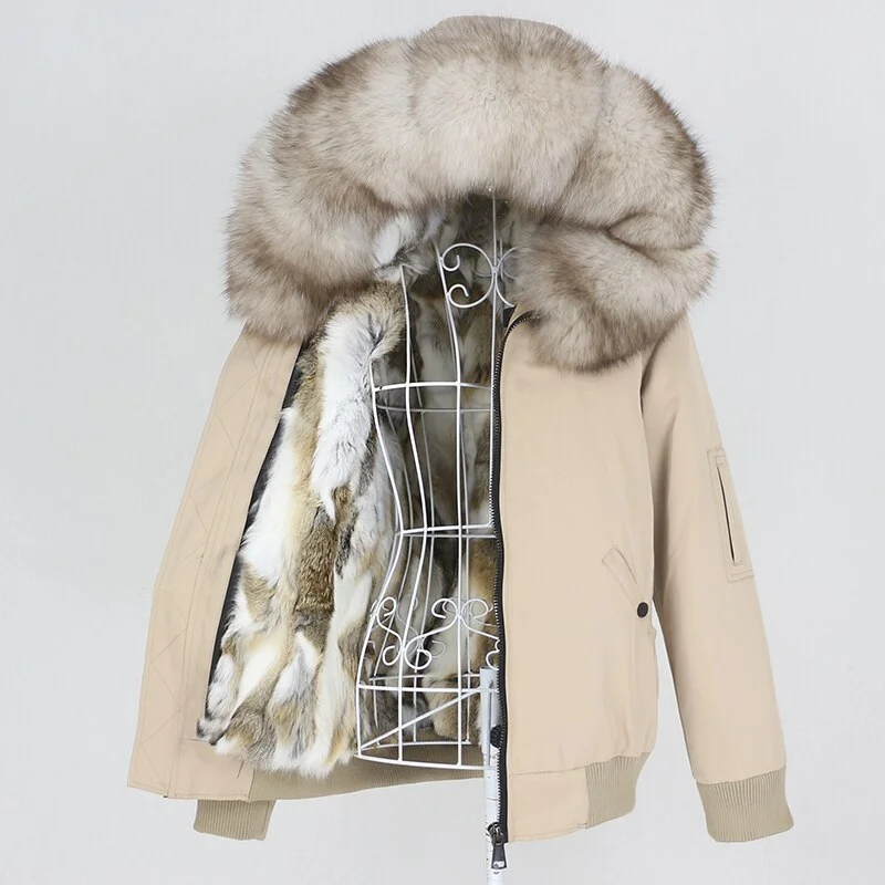 Waterproof Bomber Fur Lining Thick Parka Coats