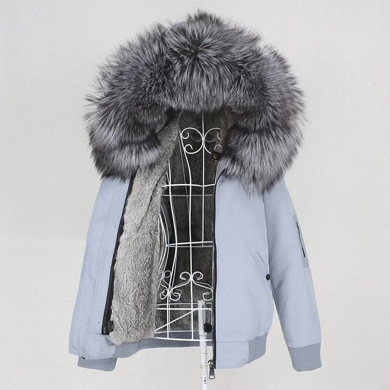 Waterproof Bomber Fur Lining Thick Parka Coats