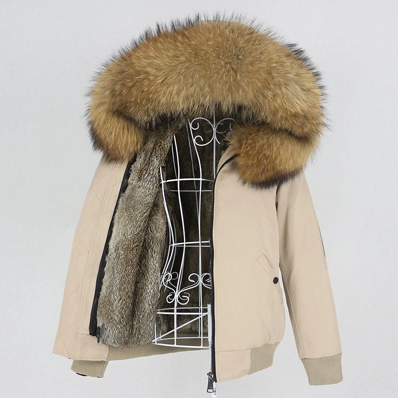 Waterproof Bomber Fur Lining Thick Parka Coats