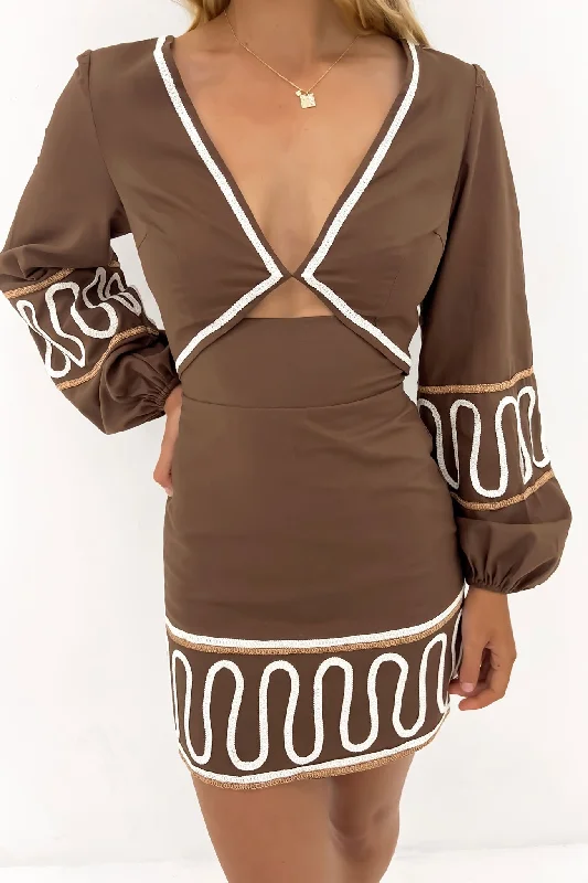 Livvy Mini Dress Brown Beige