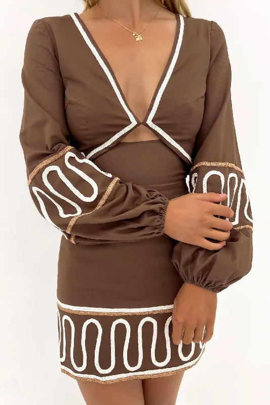 Livvy Mini Dress Brown Beige