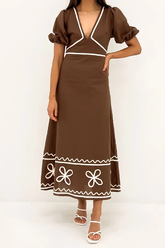 Maggie Maxi Dress Brown Beige