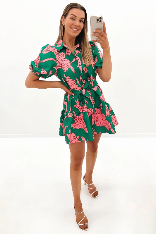 Maggie Mini Dress Green Pink