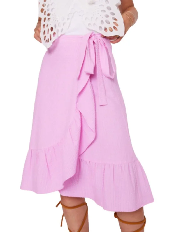 Mid Long Knot Skirt In Pink Bonbon