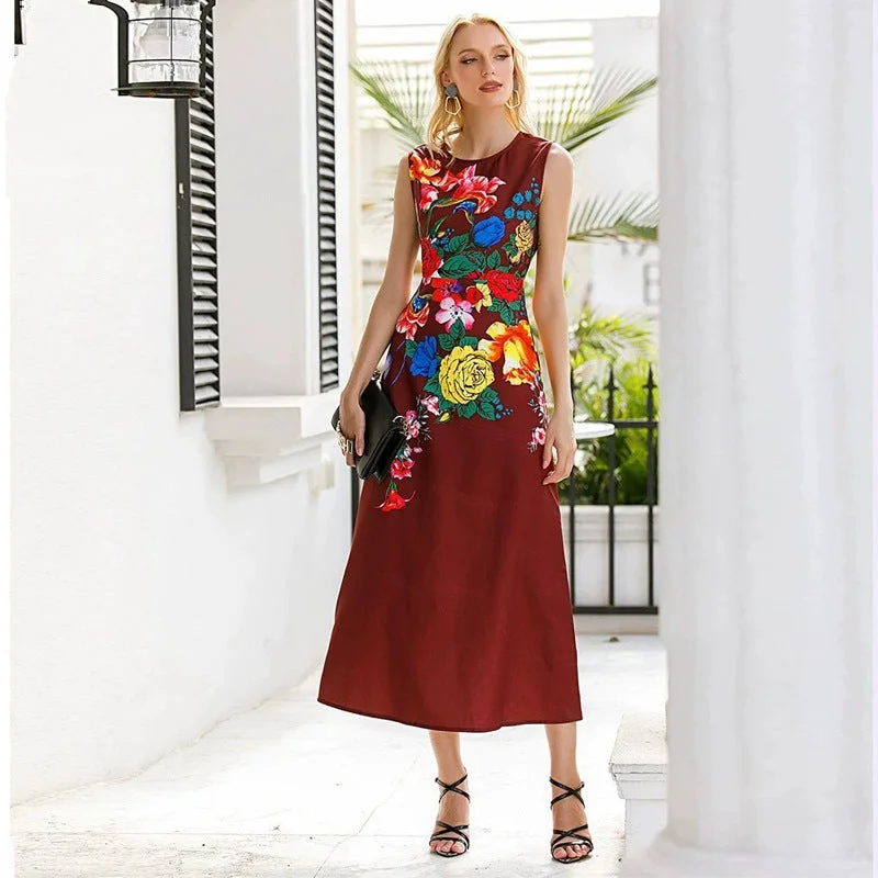 NiDELL Ty-43 European and American Women's Clothing . Summer New Amazon Cross-Border Fashion Leisure Embroidery Solid Color Dress