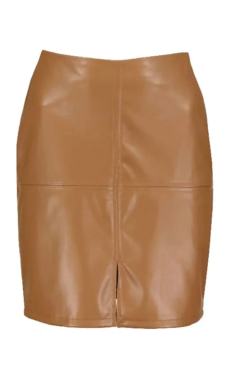 Vegan Leather Skirt In Latte