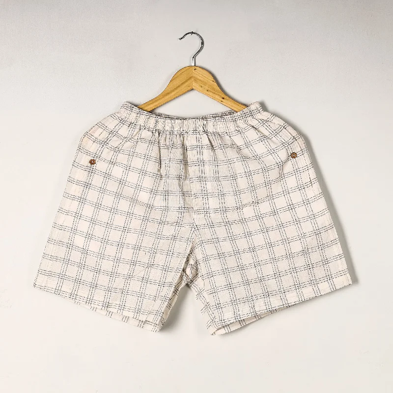 White - Pochampally Ikat Cotton Unisex Boxer/Shorts