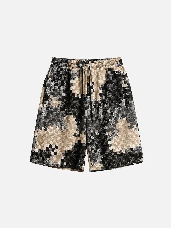 Aelfric Eden Pixel Plaid Print Shorts