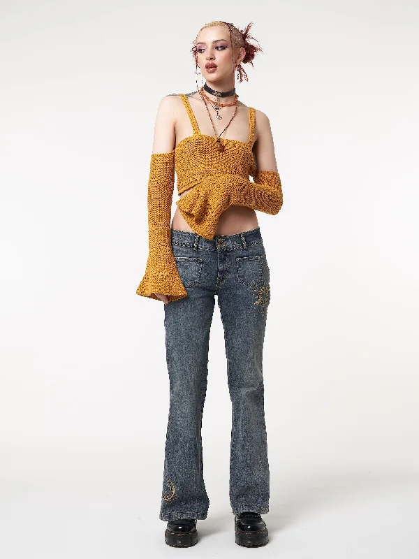 ariel-golden-yellow-knitted-flare-crop-top