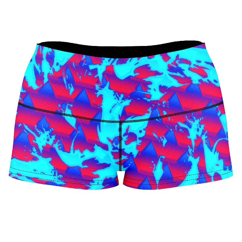 Berry Blast Hypno Splatter High-Waisted Women's Shorts