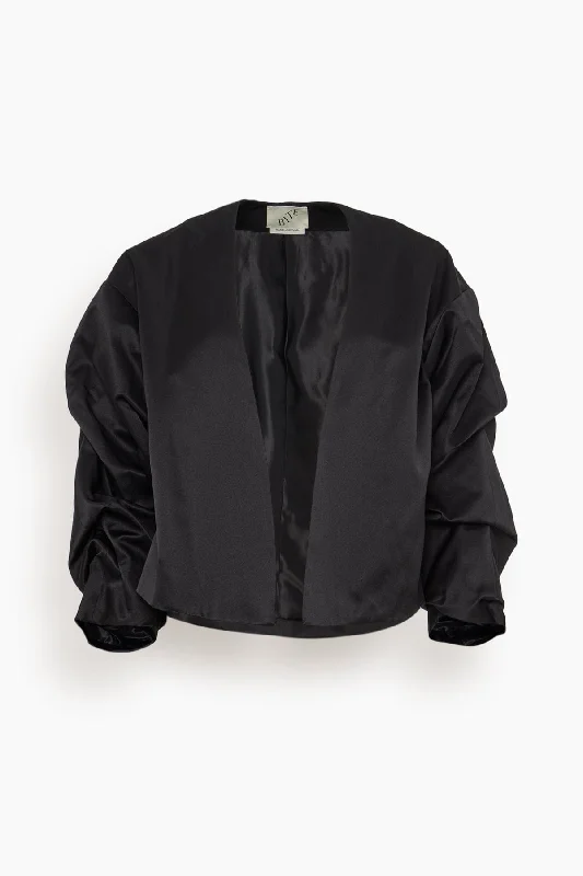 Crinkled Sleeve Jacket in Black