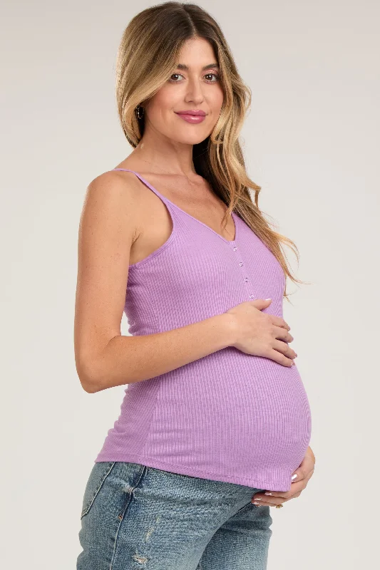 lavender-ribbed-snap-button-maternity-cami