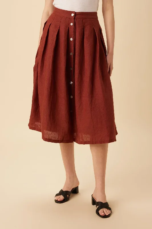 Mariah Linen Skirt - Rust