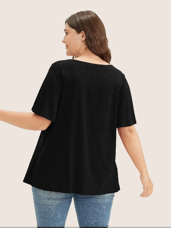 plain-ruffle-sleeve-keyhole-gathered-crew-neck-t-shirt