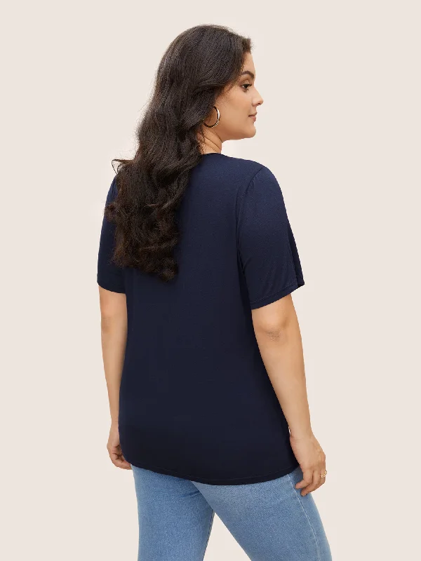 plain-v-neck-twist-front-t-shirt