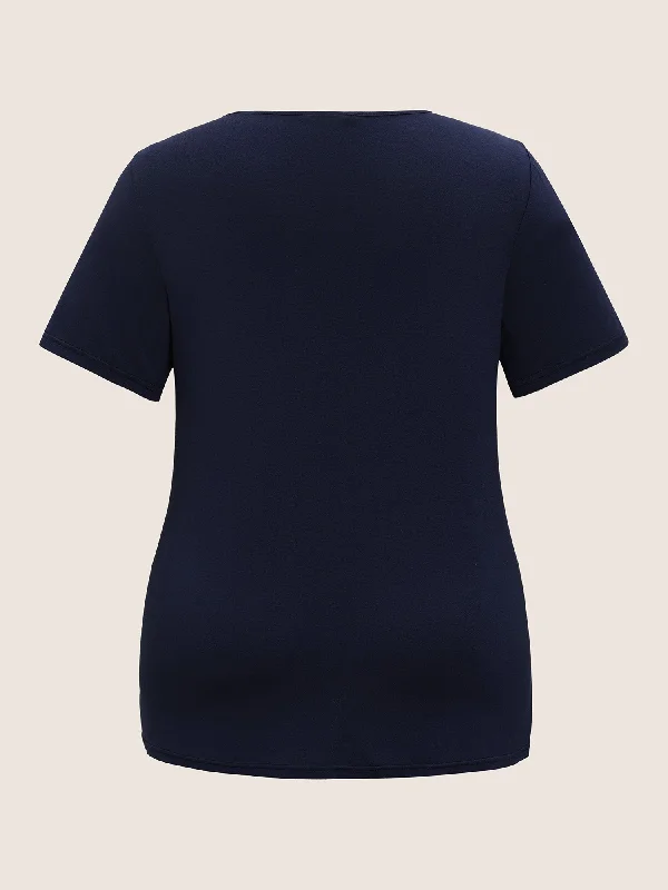 plain-v-neck-twist-front-t-shirt