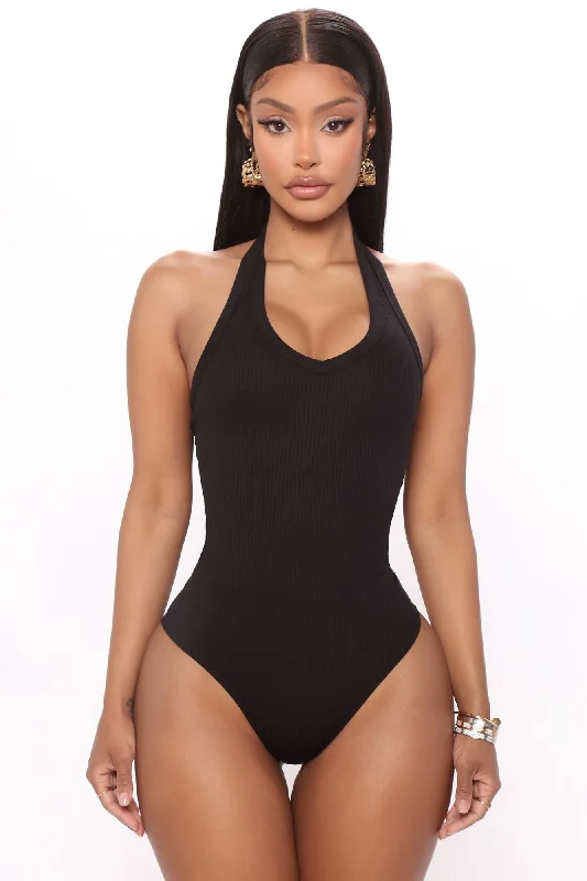 The New Me Halter Bodysuit - Black